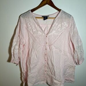 Denim 24/7 Light Pink Embroidered Blouse